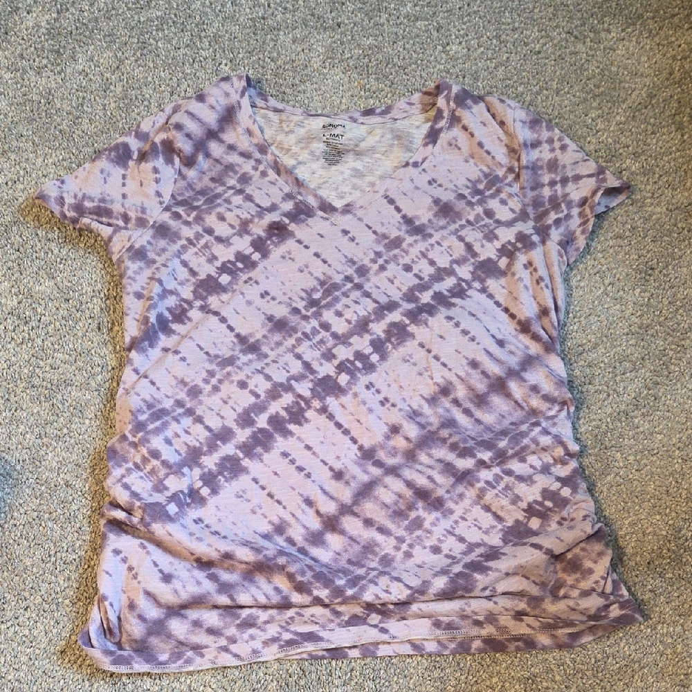 Sonoma Maternity Lavender Tie-Dye V-Neck Tee